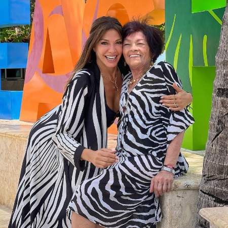 Catherine Fulop and her mother Cleo in a matching outfit.
